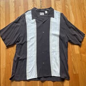 "Vintage Silk" Brand Button Down Size XXL Bowling Shirt 100% Silk Short Sleeve
